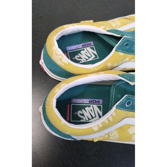 Vans Men 9 Skate Old Skool Aloha Leather Suede Canvas Sneaker Slip‎ On Green main image 4